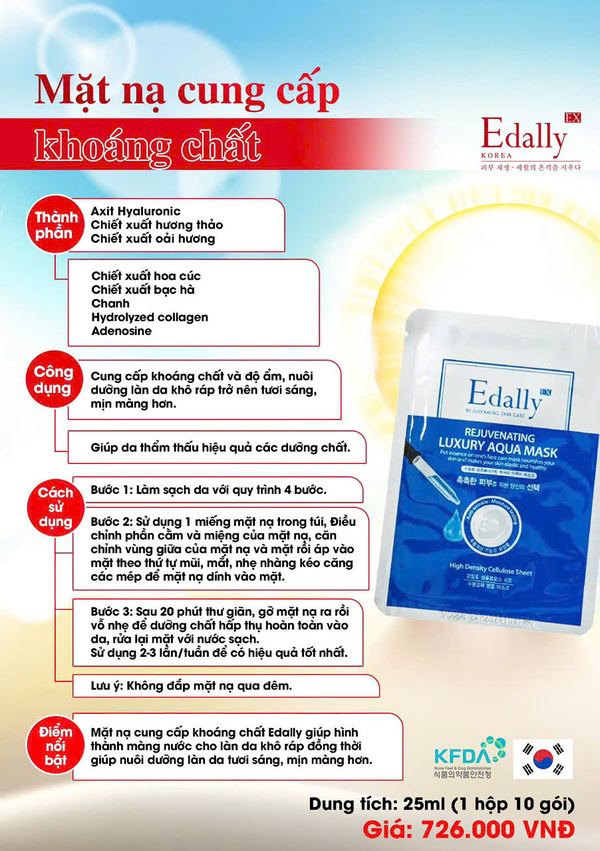 Công dụng của Mặt nạ cung cấp khoáng chất Edally EX Hàn Quốc