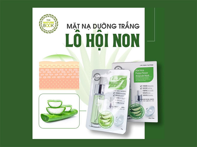 Mặt nạ thiên nhiên dưỡng trắng lô hội non The Nature Book Hàn Quốc nhập khẩu chính hãng