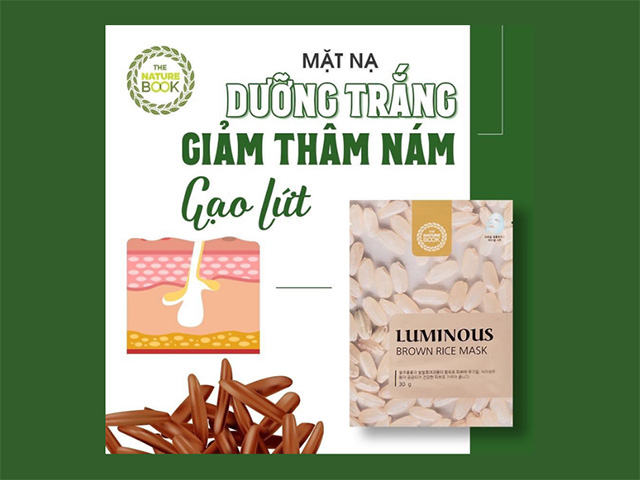 Mặt nạ thiên nhiên dưỡng trắng trị nám da từ gạo lứt Hàn Quốc The Nature Book Hàn Quốc nhập khẩu chính hãng