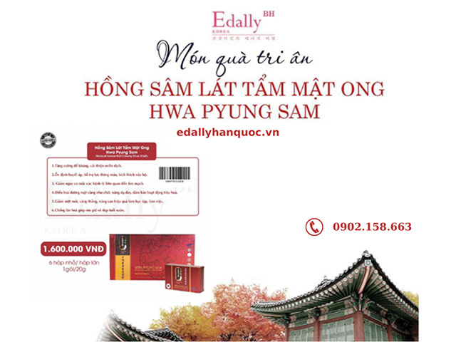 Món quà tặng sức khỏe 8/3 - Hồng sâm lát tẩm mật ong Hàn Quốc Edally Hwa Pyung Sam