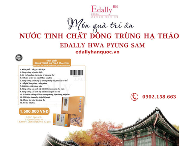 Món quà tặng sức khỏe 8/3 - Nước tinh chất đông trùng hạ thảo Hàn Quốc Edally Hwa Pyung Sam