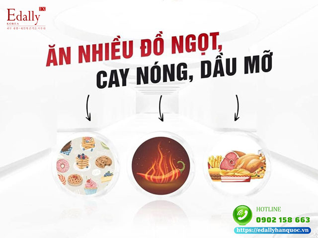 Mùa hè da dễ nổi mụn là do ăn nhiều đồ ngọt, cay nóng, dầu mỡ