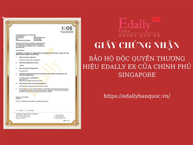 Mỹ Phẩm Edally EX Hàn Quốc Được Chính Phủ Singapore Cấp Bằng Bảo Hộ Độc Quyền