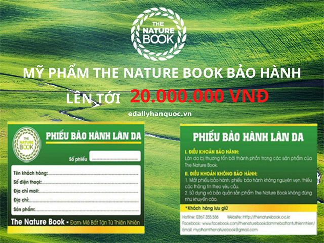 Kem tẩy lông The Nature Book Hàn Quốc sở hữu thẻ bảo hành làn da trị giá 20.000.000 VNĐ