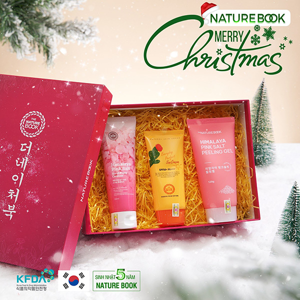 Set quà giáng sinh ấm áp từ Mỹ phẩm thuần chay The Nature Book Hàn Quốc - Bộ làm sạch da mặt và chống nắng