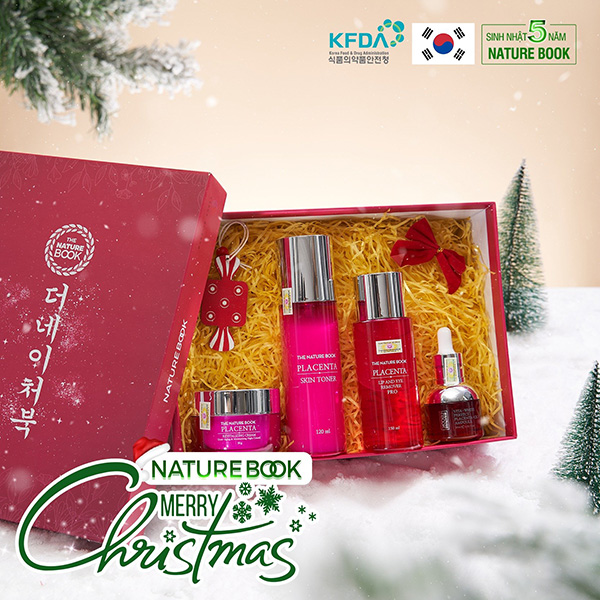 Set quà giáng sinh ấm áp từ Mỹ phẩm thuần chay The Nature Book Hàn Quốc - Bộ hồi sinh làn da từ nhau thai cừu