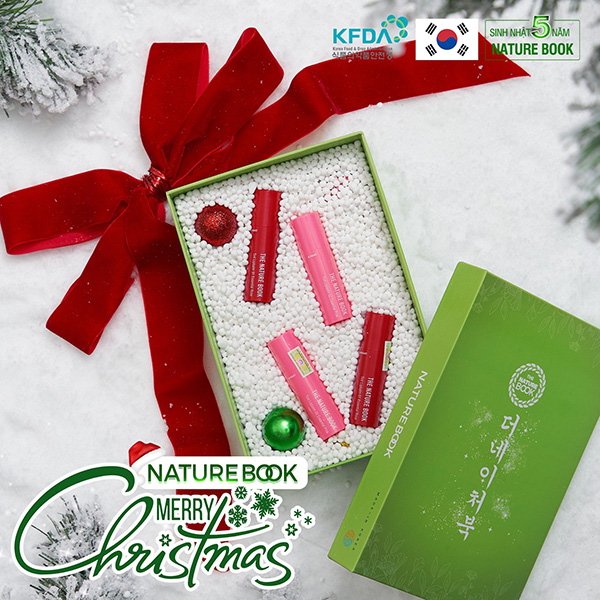 Set quà giáng sinh ấm áp từ Mỹ phẩm thuần chay The Nature Book Hàn Quốc - Son dưỡng có màu