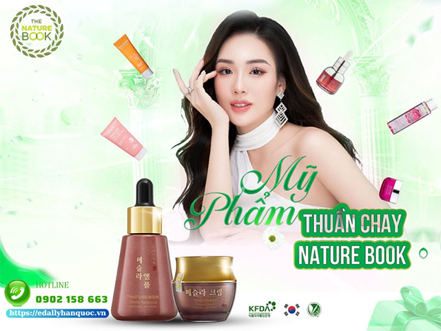 Mỹ phẩm thuần chay The Nature Book Hàn Quốc đạt chứng nhận thuần chay Vegan và KFDA, đảm bảo không chất bảo quản, không chứa thành phần gây hại cho da