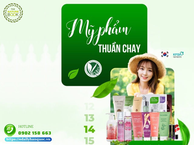 Mỹ phẩm thuần chay The Nature Book Hàn Quốc được chứng nhận thuần chay Quốc tế Vegan, không chứa chất cấm, chất bảo quản và hương liệu gây hại cho da và sức khỏe