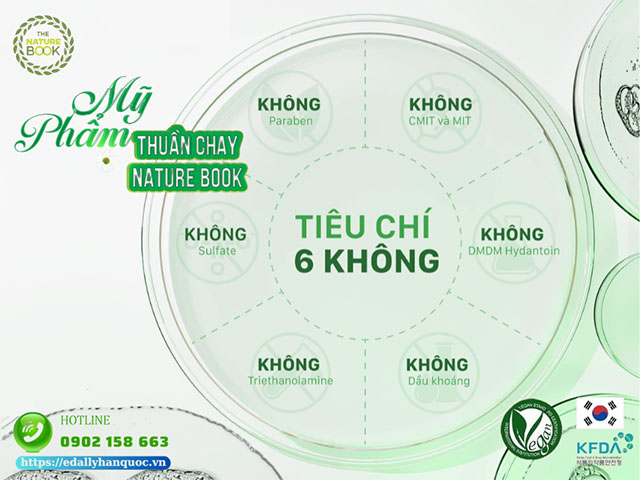 Mỹ phẩm thuần chay The Nature Book Hàn Quốc với tiêu chí 6 không trong sản xuất