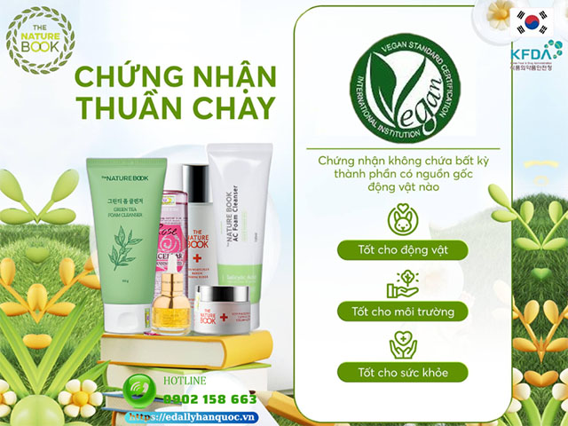 Mỹ phẩm thuần chay The Nature Book Hàn Quốc được chứng nhận thuần chay Vegan Quốc tế