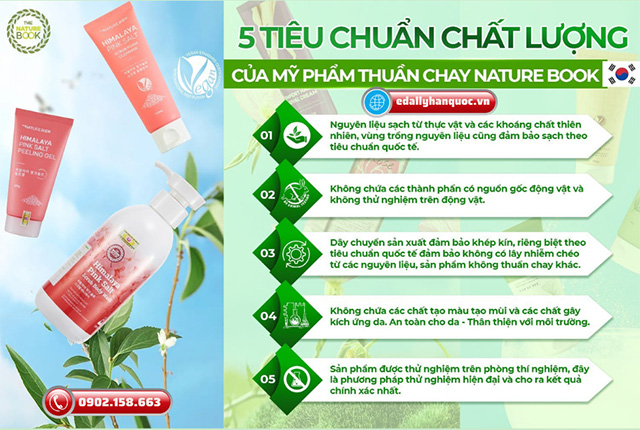 Mỹ phẩm thuần chay The Nature Book Hàn Quốc với 5 tiêu chuẩn chất lượng