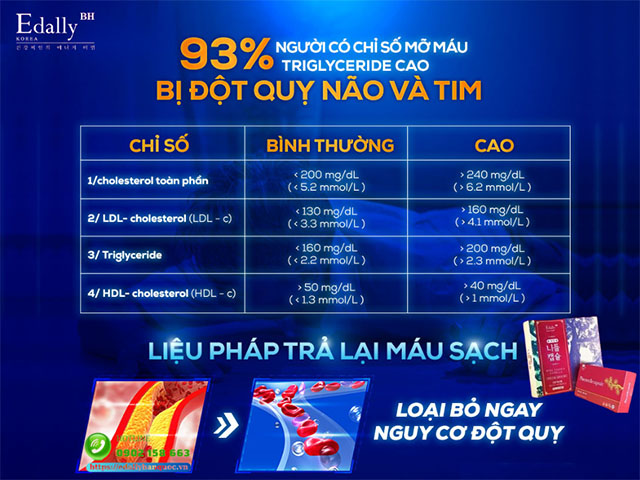 93% người có chỉ số Triglyceride trong máu tăng cao bị đột quỵ não và nhồi máu cơ tim