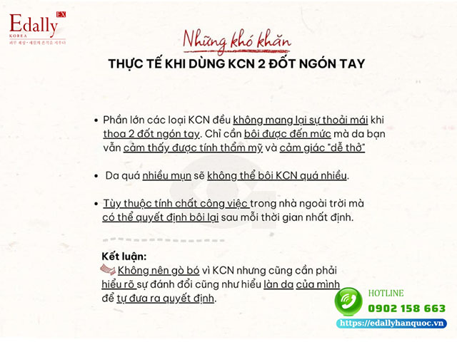 Những khó khăn khi dùng kem chống nắng 2 đốt ngón tay