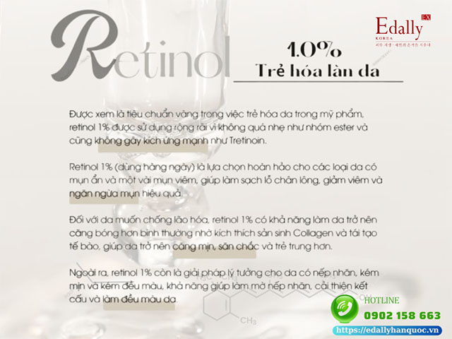 Tác dụng của Retinol 1% giúp trẻ hóa làn da