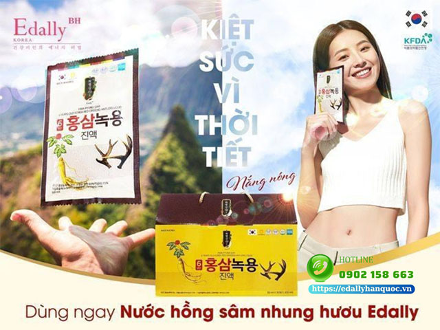 Kiệt sức do thời tiết nắng nóng - Dùng ngay Nước hồng sâm nhung hươu Edally Hwa Pyung Sam