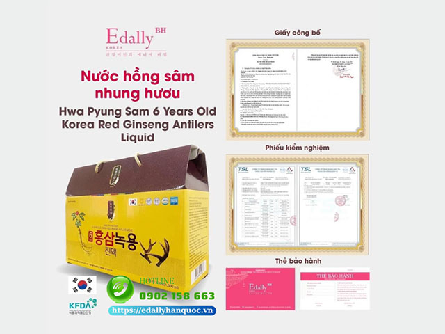Nước Hồng sâm Nhung hươu Edally Hwa Pyung Sam 6 Year Old Korea Red Ginseng Antilers Liquit Hàn Quốc được bảo hành chính hãng 20.000.000 vnđ