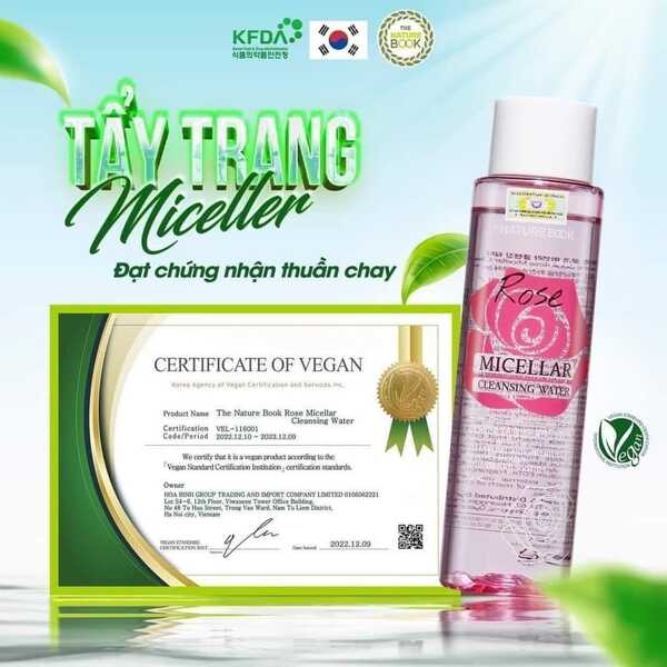 Nước tẩy trang Micellar thế hệ mới 150ml The Nature Book Hàn Quốc nhập khẩu, chính hãng được chứng nhận thuần chay Vegan