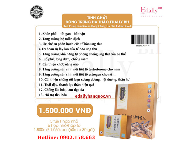 Món quà tặng tết Tinh chất đông trùng thạ thảo Edally BH Hàn Quốc nhập khẩu chính hãng