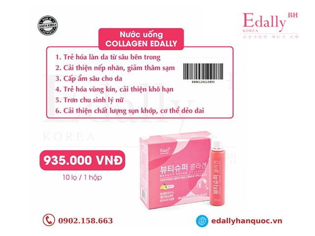 Sane phẩm Nước uống Beauty Super Collagen Edally Hàn Quốc nhập khẩu chính hãng