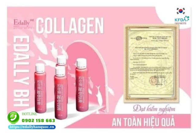 Nước uống Beauty Super Collagen Edally với Collagen da cá biển sâu, chiết xuất tổ yến và thực vật được Bộ Y Tế cấp phép lưu hành sản phẩm