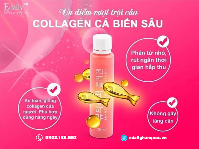 Nước uống Beauty Super Collagen Edally Hàn Quốc với thành phần Peptide Collagen chiết xuất da cá biển sâu
