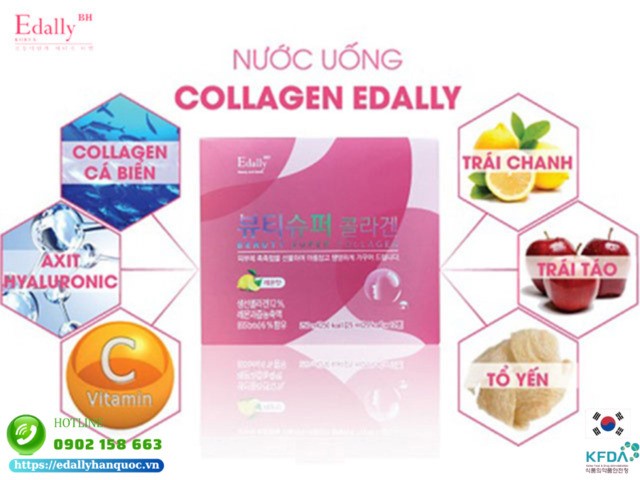 Nước uống Beauty Super Collagen Edally với Collagen da cá biển sâu, chiết xuất tổ yến và thực vật - Bí quyết vàng cho làm đẹp và sức khoẻ từ thiên nhiên