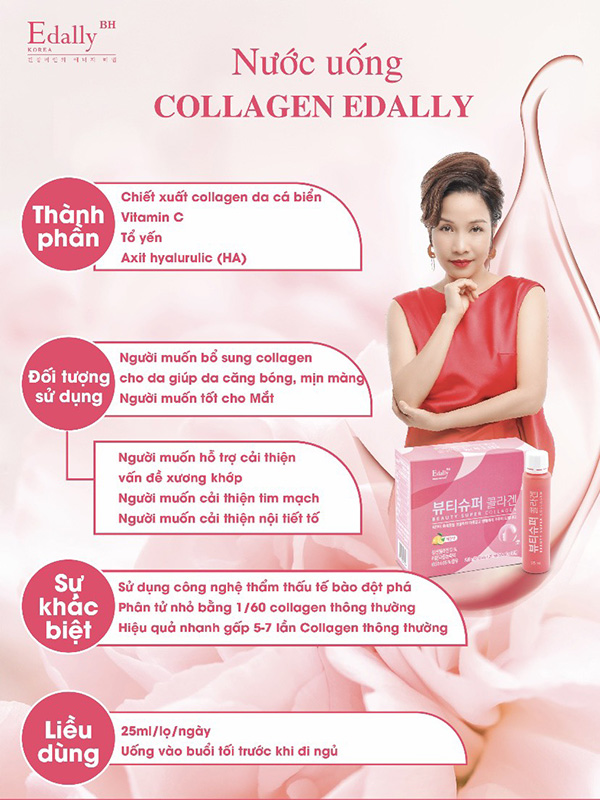 Tác dụng của Nước Uống Beauty Super Collagen Edally nhập khẩu chính hãng