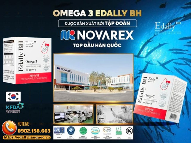 Omega-3 Edally BH được sản xuất bởi tập đoàn Novarex top đầu Hàn Quốc Omega-3 Edally BH được sản xuất bởi tập đoàn Novarex top đầu Hàn Quốc