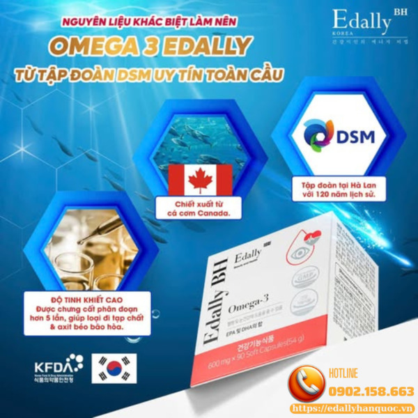 Omega-3 Edally BH với nguồn nguyên liệu đạt chuẩn cao cấp Omega-3 Edally BH với nguồn nguyên liệu đạt chuẩn cao cấp