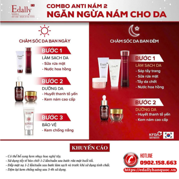 Phác đồ chăm sóc da nám và tăng sắc tố Edally EX