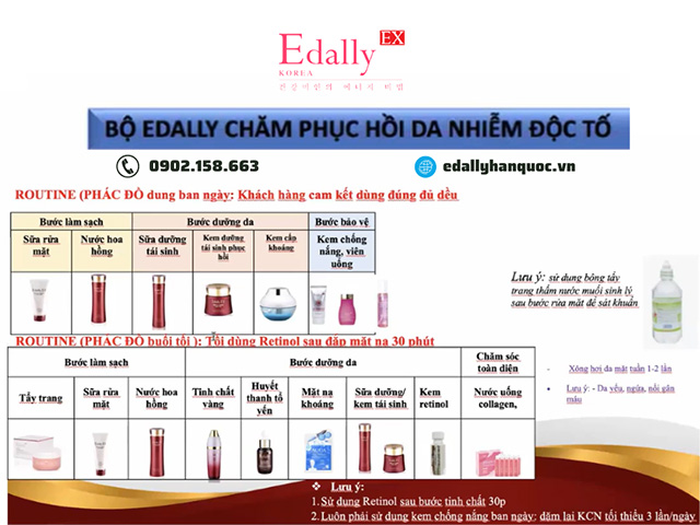 Phác đồ chăm sóc làn da bị nhiễm độc tố và Corticoid với Mỹ phẩm Hàn Quốc Edally EX