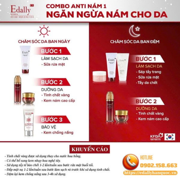 Phác đồ ngăn ngừa và xử lý nám da Edally EX