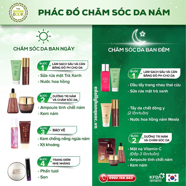 Phác đồ trị nám da với Mỹ phẩm thuần chay Nature Book Hàn Quốc