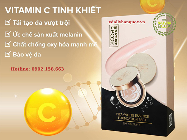 Công dụng của Vitamin C tinh khiết trong phấn tươi đa năng The Nature Book Hàn Quốc
