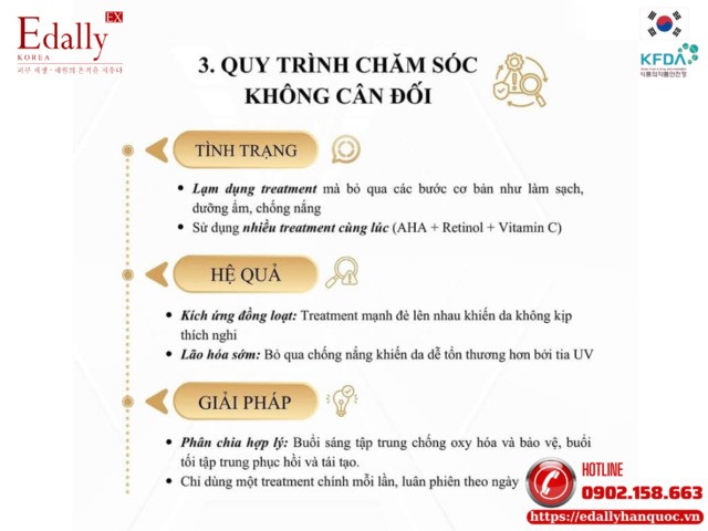 Quy trình chăm sóc không cân đối dẫn đến kích ứng da