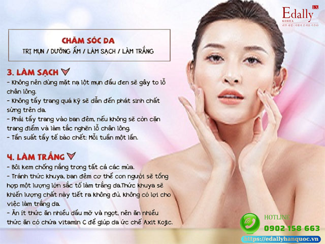 Chu trình skincare cơ bản hàng ngày làm sạch và làm trắng da