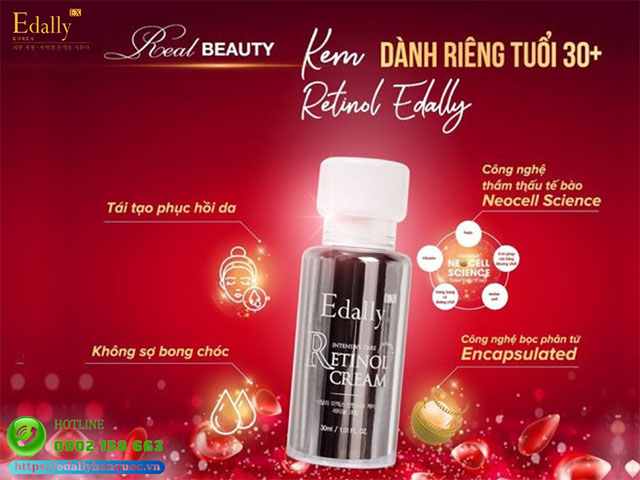 Kem Retinol Edally EX - Bí quyết ngừa mụn, chống lão hóa dành riêng cho tuổi 30+