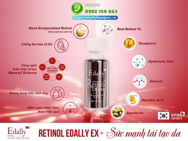 Kem Retinol Edally EX Hàn Quốc với thành phần và công nghệ cao cấp đem đến sự hiệu quả và an toàn cho làn da