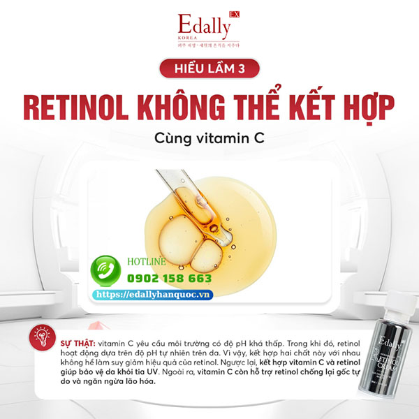 Có phải Retinol không thể kết hợp cùng vitamin C?