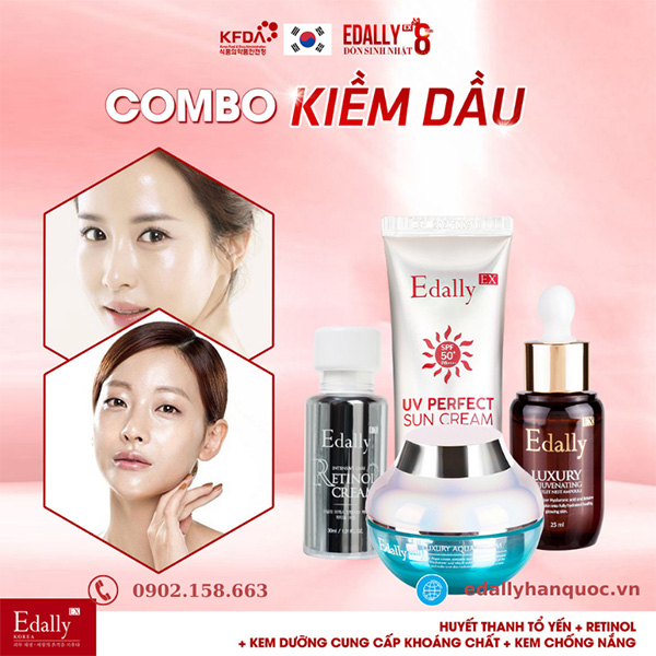 Routine skincare sử dụng Kem Retinol Edally EX Hàn Quốc kiềm dầu
