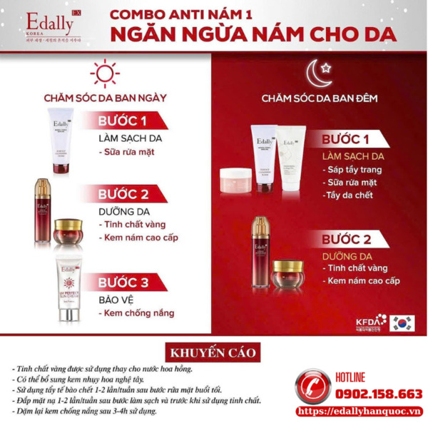 Quy trình sử dụng routine ngăn ngừa nám cho da Edally EX