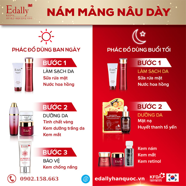 Routine ngừa nám mảng nâu dày với Kem Retinol Edally EX Hàn Quốc