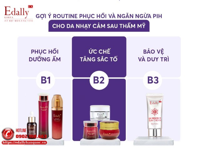 Routine phục hồi và ngăn ngừa tăng sắc tố sau viêm cho da nhạy cảm sau thẩm mỹ