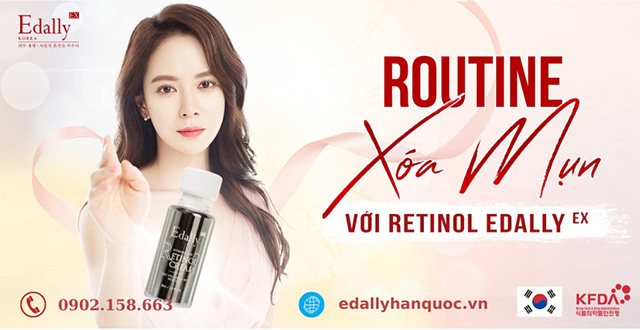 Routine trị mụn với kem Retinol Edally EX Hàn Quốc