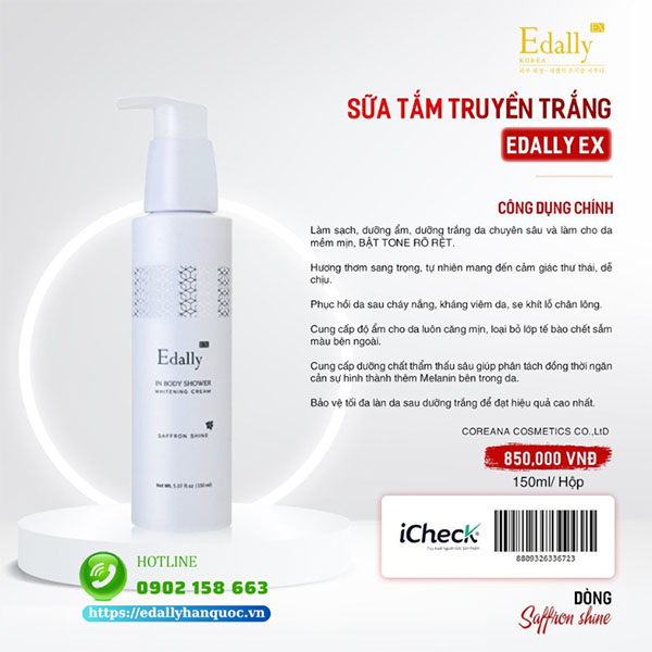 Sản phẩm dưỡng trắng da toàn thân không dùng kem trộn - Kem makeup body truyền trắng Edally EX