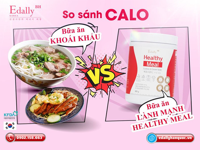 So sánh Calo giữa Bữa ăn thay thế Healthy Meal và bữa ăn khoái khẩu 