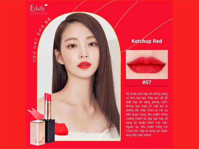 Son môi cao cấp Collagen Edally EX Hàn Quốc chính hãng màu Đỏ thuần