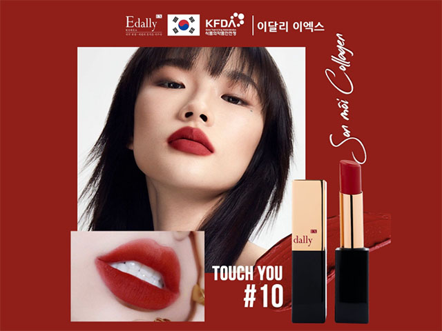 Màu 10 Touch You (Đỏ gạch quyễn rũ) - Son môi Collagen Edally EX Hàn Quốc nhập khẩu chính hãng