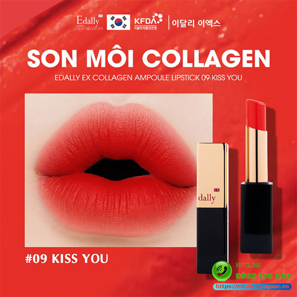 Son môi Collagen Edally EX Hàn Quốc cao cấp chính hãng màu Cam đỏ năng động